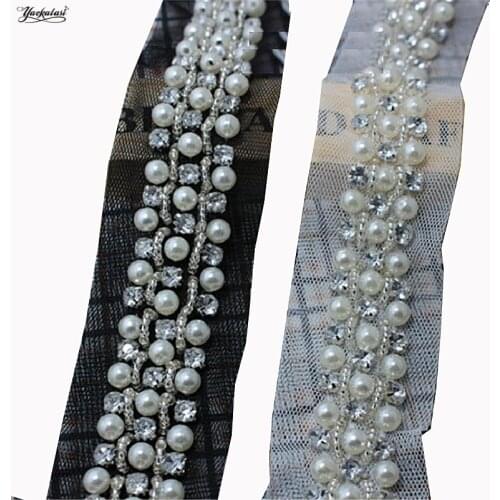 YACKLASI 3 Yds/Lot Beading Lace Trims Pearled Braid Ribbon Lace Vintage Handmade diy decoration accessories 2cm