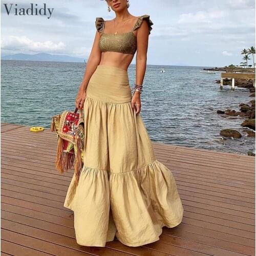 New Multi-layer Stitching Sweet Long Skirts Women Temperament High Waist Big Swing Skirt