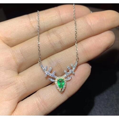 Jewelry 925 sterling silver natural emerald emerald female necklace necklace pendant new support