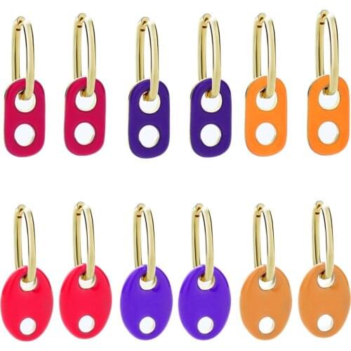 1-2 piece 2021 New gold color small hoop earrings for women Enamel earring popular colorful animal Pig nose earring wholesale