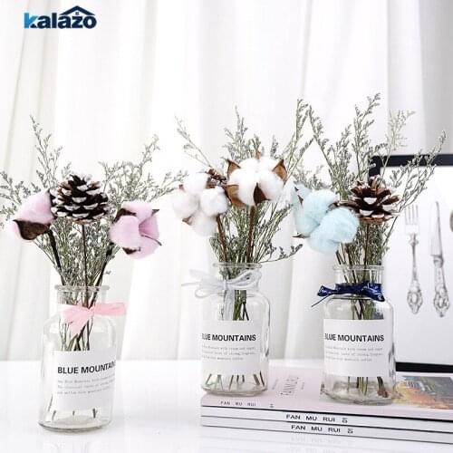 1 set beautiful Dried flowers bouquet with vase Valentines Day gift for girlfriend wedding birthday decorations home supplies