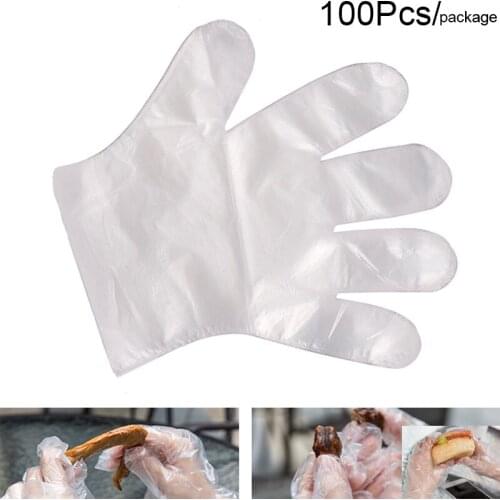 100PCS Disposable Gloves Transparent Thin Film Glove Safety Glove For Food Cleaning