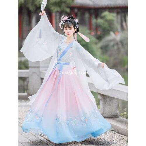 2021 fairy ancient chinese costume hanfu dress women embroidery retro song dynasty princess festival outfit fairy performance