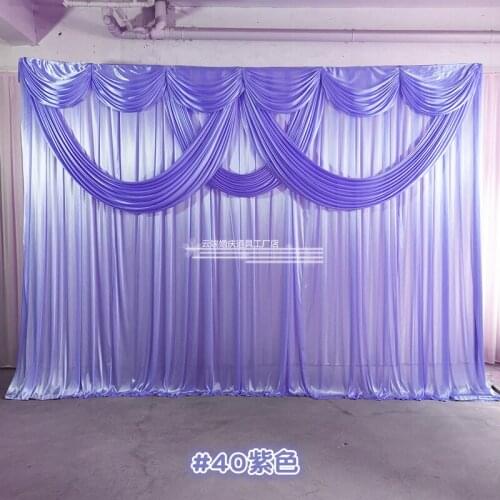 3x4m ice silk chiffon fabric wedding backdrop with swags drape curtain for wedding stage event party birthday decoration