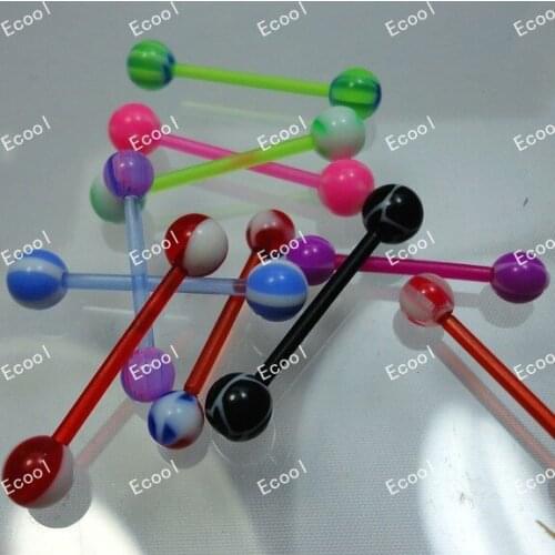 500pcs Nice UV Flexible Acrylic Tongue Bar Lip Belly Eyebrow Ear Barbell jewelry Body Piercing plug free shipping RL343