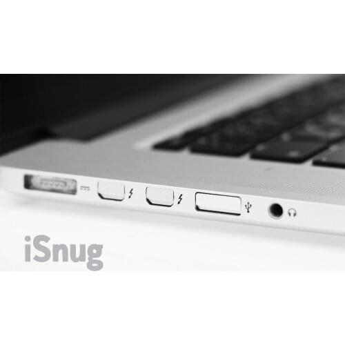 8Mobility iSnug Stylish Aluminum Port Cap Dust Cover For MacBook Retina 13" 15" Year 2012 to 2015 Silver