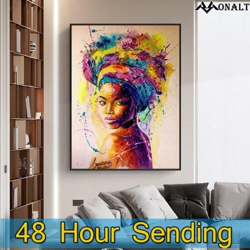 Abstract African Women Aall Art Canvas Poster Colourful Graffiti A Painting For The Wall Modern Living Room Decoration Picture