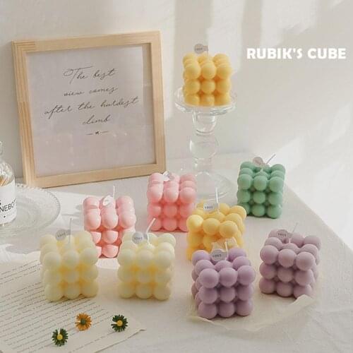 Cube Wax Fragrance Candle Bougie Rose Scented Candles Gift Wax Cube Candles Aromatherapy Scented Birthday Candle Soy Relaxi O9L8