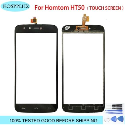 Black 5.5 inch front outer glass For Homtom HT50 Touch Screen Touch Panel Lens Replacement For HT 50 + Tools