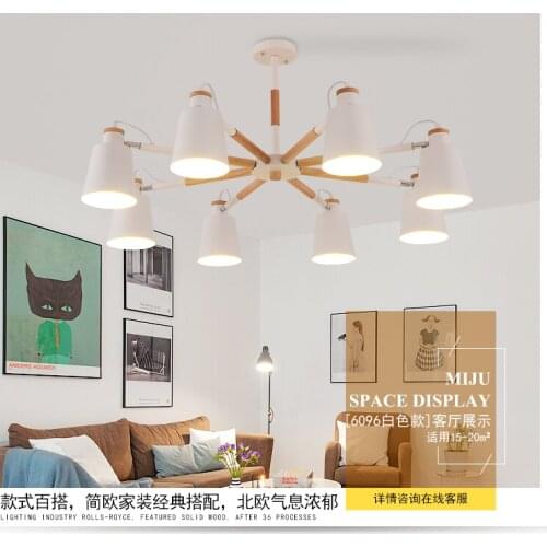 E27 Atmospheric living room modern and simple garden restaurant nordic study light in the bedroom with wooden chandeliers