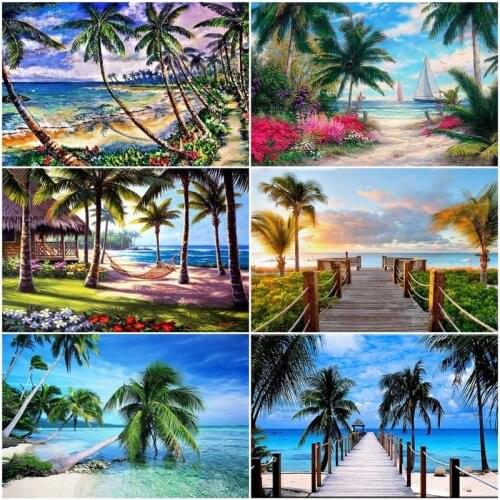 GATYZTORY Picture Diy Painting By Numbers Sandy Beach Coloring By Numbers Acrylic Canvas Painting Handpainted Drawing Art 40x50C