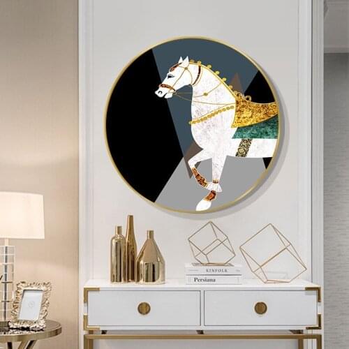 Chinese Creative Luxury Modern White Horse Canvas Paintings Wall Art Posters Prints Picture For Living Room Home Office Decor