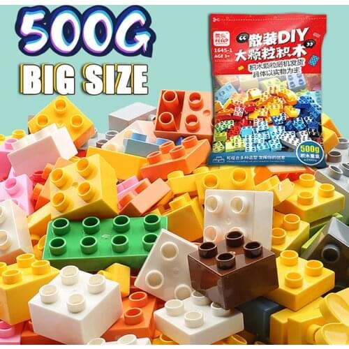 500 Grams Big Size Brick Colorful Bulk Bricks DIY Building Blocks Compatible All Brand Block Toys for Children Kids Gifts