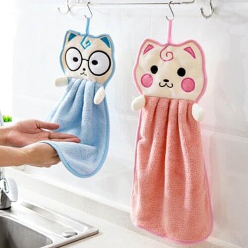 Handkerchief Kitchen Hanging Towels Dishcloths Cute Cartoon Soft Hand Face Wipe Towel Terylene Washcloths Bathroom Accessories