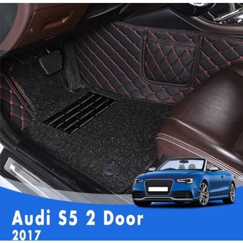 LHD Luxury Double layer Wire loop Carpets Car Floor Mats For Audi S5 2 Door 2017 Custom Auto Foot Pads Automobile Rugs Cover