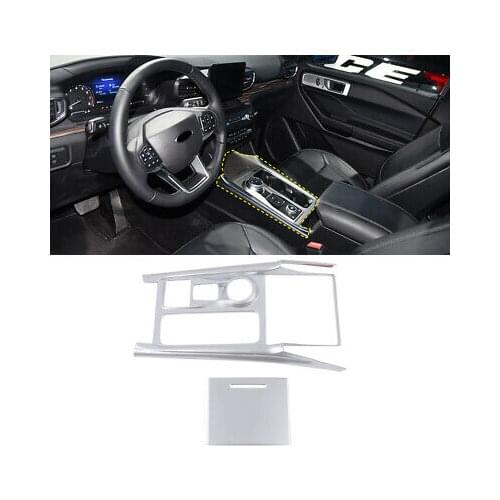 LHD Matte Interior Gear Shift Box Panel Cover Trim 2pcs For Ford Explorer 2020