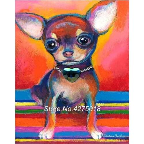 DIY Diamond Painting Cross Stitch Kits chihuahua pet dog 5D Full Square Diamond Embroidery Drill Mosaic sticker Home Decor YG361