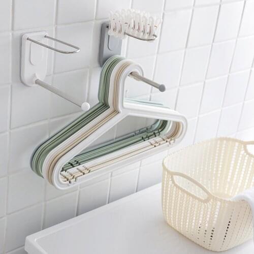 Wall Mounted Clothes Hanger Holder Home Organizer Adhesive Saves Space Clip Organizer Clothes Hanger Storage Rack