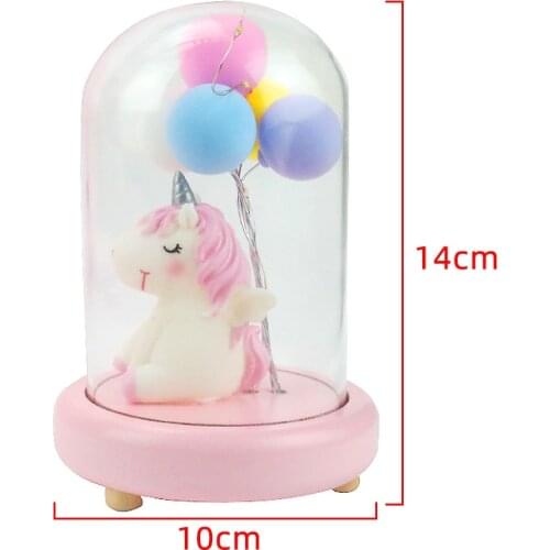 Resin Cute Unicorn Balloon Night Light Animal Bedside Lamp Baby Nursery Birthday Christmas Gift For Kids Home Decoration