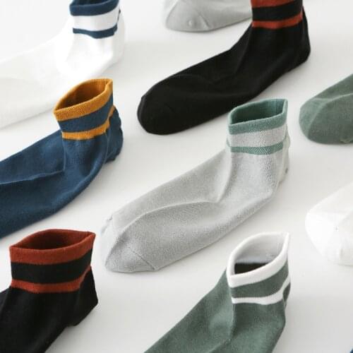 Summer Socks Men Striped Socks Double Slash Short Low Cut Funny Fashion Tide Thin Breathable Ankle Socket Sport Short Pants Men