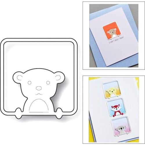 2020 New Square Frame Background Lovely Animal Bear Metal Cutting Dies For DIY Scrapbooking Album Greeting Card Making No Stamps