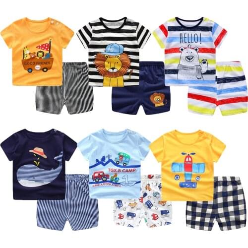 Baby Boy Clothes Outfit Short Sleeve Suit Cotton Girls Boys Summer Clothes Toddler Sets Children Kids T-shirt for 0-3Year