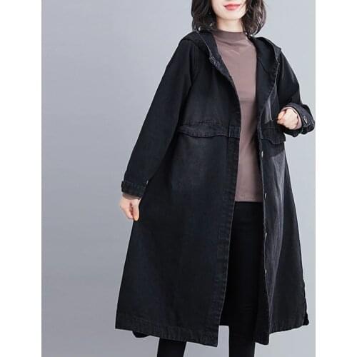 Okkdey Women's Denim Trench Coats