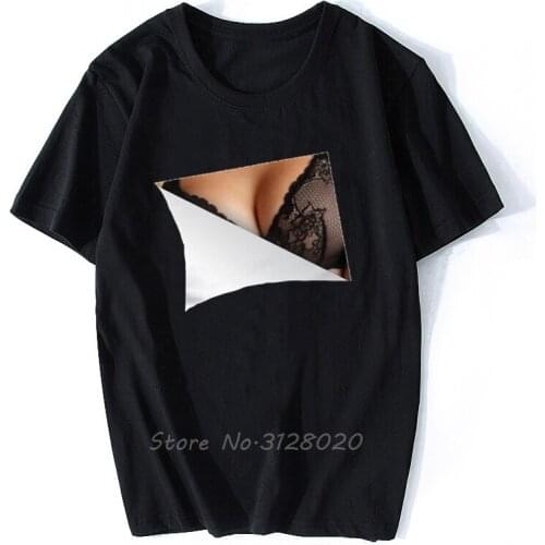 Revealing Womens Bra Funny Designer Mens T-Shirt Men Cotton O-neck TShirt Hip Hop Tees Tops Streetwear Harajuku Funny