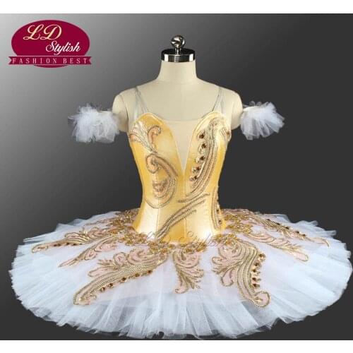 Professional Yellow Adult Stage Ballet Tutu Costumes Women Ballet Dance Performance Apperal Children Ballet Dresses Girls Skirt