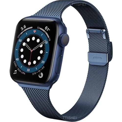 For apple watch 6 5 4 SE band 40mm 44mm Stainless Steel Mesh loop correa for iwatch 3 38mm 42mm bands women men Business wrist