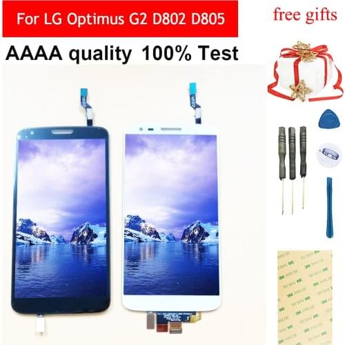 For LG Optimus G2 D802 D805 Touch Screen Digitizer Sensor Glass Panel + LCD Display Monitor Screen Panel Module Assembly Frame