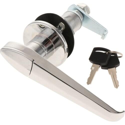 Silver Cabinet Door L Handle Lock W/2 Keys For Toolbox Cabinet Truck Boat