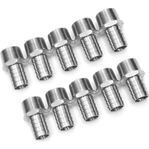 The Bar Production Stainless Steel 316 Barb Fitting Coupler / Connector 3/4" Hose ID x 3/4" Male NPT Air Fuel Water