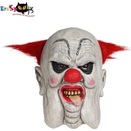 Eraspooky Scary Fat Clown Masks For Men Halloween Costume For Adult Horror Latex Full Face Mask Movie Cosplay Props Red Hair