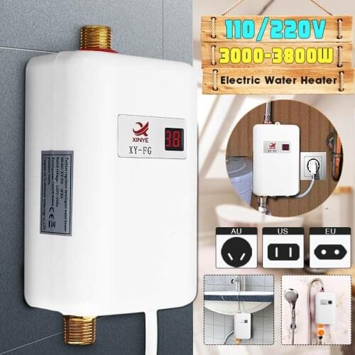 3800W Mini Tankless LCD Digital Water Heater Instant Hot Faucet kitchen Heating Thermostat Intelligent Energy-save Waterproof