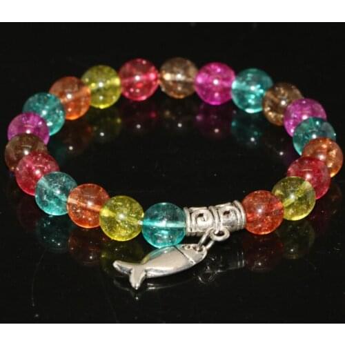 Unique high quality beautiful multicolor simulated tourmaline 8mm round beads diy bracelets elegant jewelry making 7.5inch B2194