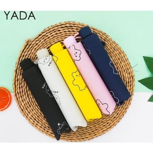 YADA 2021 INS Lovely Cartoon Bear Pattern 3-Folding Umbrella Rain UV Fold Umbrella For Women Man Windproof Umbrellas YS200240