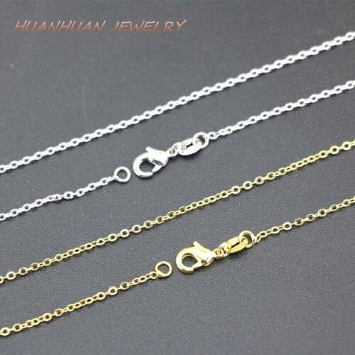 Attract Women Fashion Link Chain 0.2x1.5mm Stainless Steel Copper Necklace High Grade Chokers Chains Lady Jewelry 18inch B3371