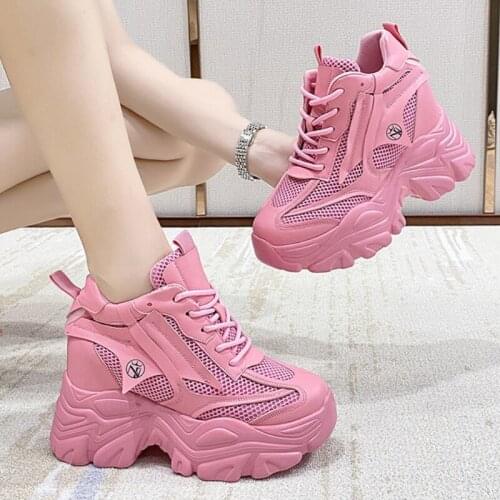 2021 Hot New Womens Vulcanize Shoes Designer Chunky Sneakers Female Wedge Breathable Height Increase Shoes for Women Sneakers