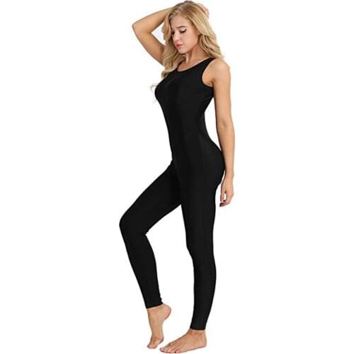 SPEERISE Women One Piece Black Tank Unitard Women Ballet Sleeveless Full Body Tight Jumpsuit Dance Costumes Bodysuit