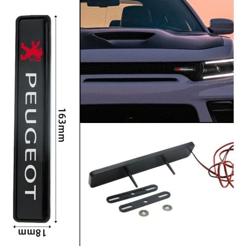 1pc ABS Chrome Front Hood Grille Car Emblem LED Decorative Light For Peugeots 107 108 206 207 308 307 508 2008 3008 Styling