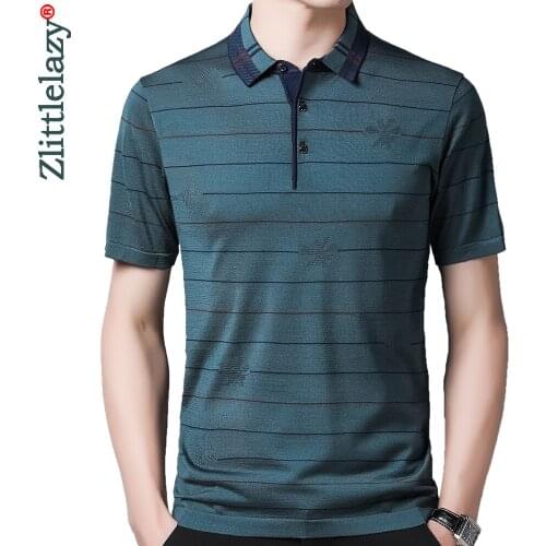 2021 Brand Short Sleeve Polo Tee Shirt Men Casual Summer Striped Mens Clothing Polos Shirts Mens Fashion Slim Fit Poloshirt 723
