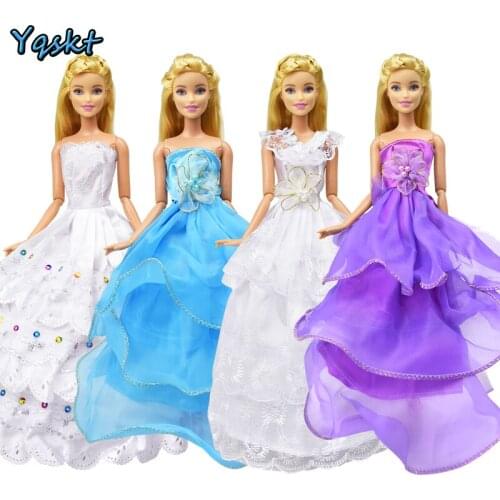 4 Pcs/set Beautiful Wedding Dress High Quality Clothing Multiple Styles Princess Gown Evening Dress for 12 Inch Doll Accessories