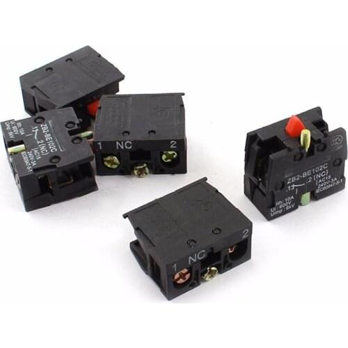 5Pcs AC600V 10A NC Momentary Pushbutton Switch Auxiliary Contact Block XB2-BE102C