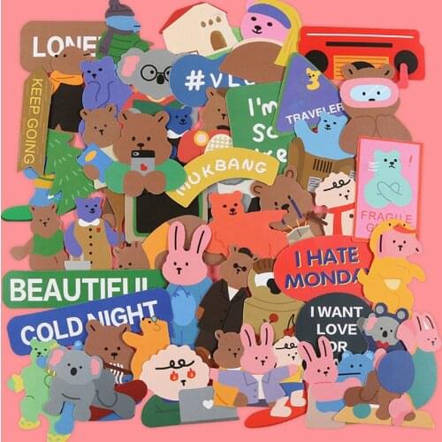50Pcs/Lot Korea Cute Bear Lovely Girl Waterproof Sticker Scrapbook Creative Magazine Stationery Phone Case Decoration Sticker