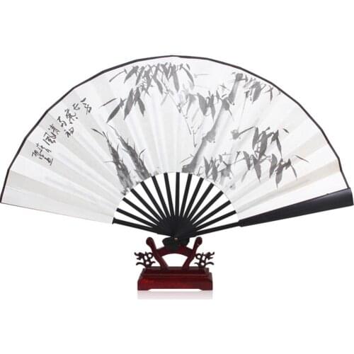 8 Inch/10 Inch Silk Cloth Blank Chinese Folding Fan Wooden Bamboo Antiquity Folding Fan For Calligraphy Painting Decoration
