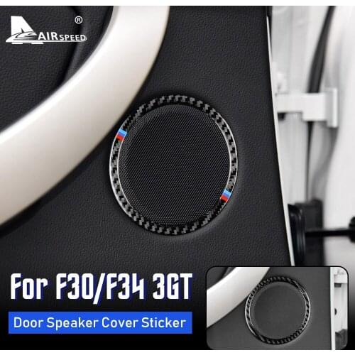 Airspeed for BMW F30 GT F34 Accessories 13-18 for BMW F30 F34 Carbon Fiber Car Door Speaker Cover Sticker Interior Trim Stickers