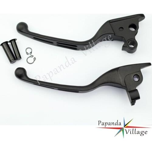 Black CNC Aluminum Motorcycle 3 Slot Wide Blade Ergonomic Brake Clutch Levers for Harley Touring FLHR FLHX FLHTCU 2008-2013
