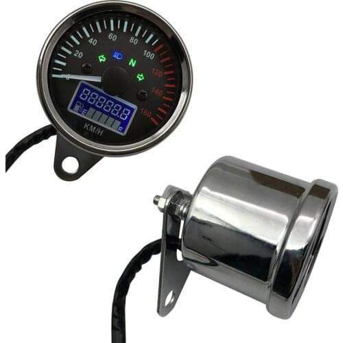 12V Motorcycle Speedometer LED Digital Tachometer Liquaid Crystal Instrument Gauge Odometer + Fuel meter Indicator 0-160 KM/H