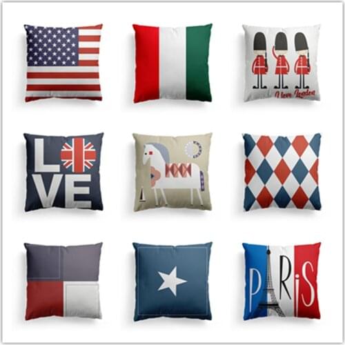 Decorative 45x45cm Cushion Cover For Soaf Chair Single-sided National Flag Printing Pillowcase Home Decor Cojines Pillowcover
